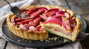 Tarte rhubarbe et pistache : la recette qui marie l’acidulé et le croquant avec justesse